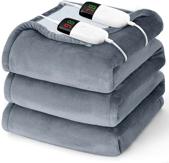 Heated Electric Blanket Queen Size - 84" x 90" Heating Blanket with Dual Control, 10 Levels & 8 Hours Auto Off, Soft Warm Flannel Gift with Over-Heat Protection, ETL & FCC Certified - Image 1