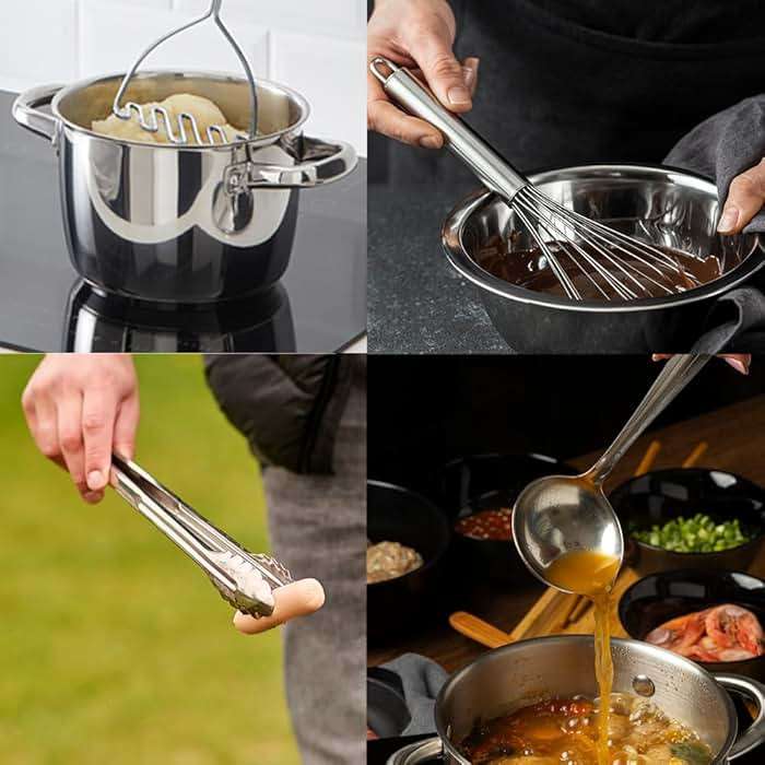 Avador® Premium Set of 10 Stainless Steel Kitchen Tool Set with Holder Easy To Clean, Space Saving, Great for Cooking, Baking, Prepping - Image 7