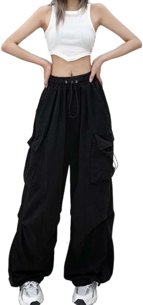 FENGQIYUNHAI Cargo Pants Women Baggy Parachute Pants Woman Mutil Pockets Loose Fit Y2K Casual Pants for Women - Image 1