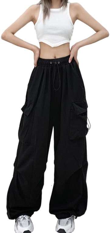FENGQIYUNHAI Cargo Pants Women Baggy Parachute Pants Woman Mutil Pockets Loose Fit Y2K Casual Pants for Women - Image 2