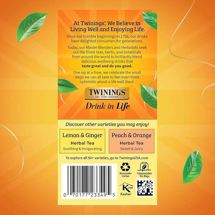 Twinings Mango & Pineapple Herbal Tea Individually Wrapped Bags, 20 Count (Pack of 1), Naturally Caffeine-Free, Enjoy Hot or Iced, 20 Teabags - Image 5