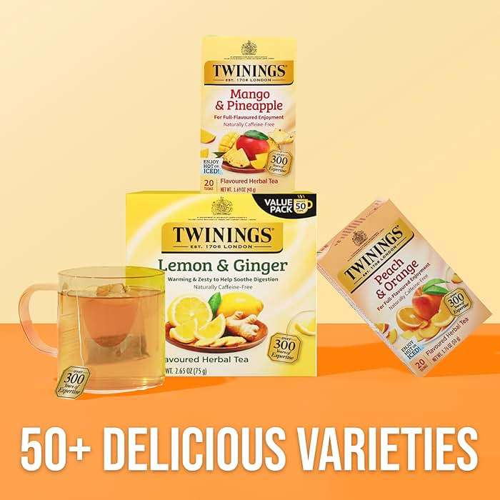 Twinings Mango & Pineapple Herbal Tea Individually Wrapped Bags, 20 Count (Pack of 1), Naturally Caffeine-Free, Enjoy Hot or Iced, 20 Teabags - Image 6