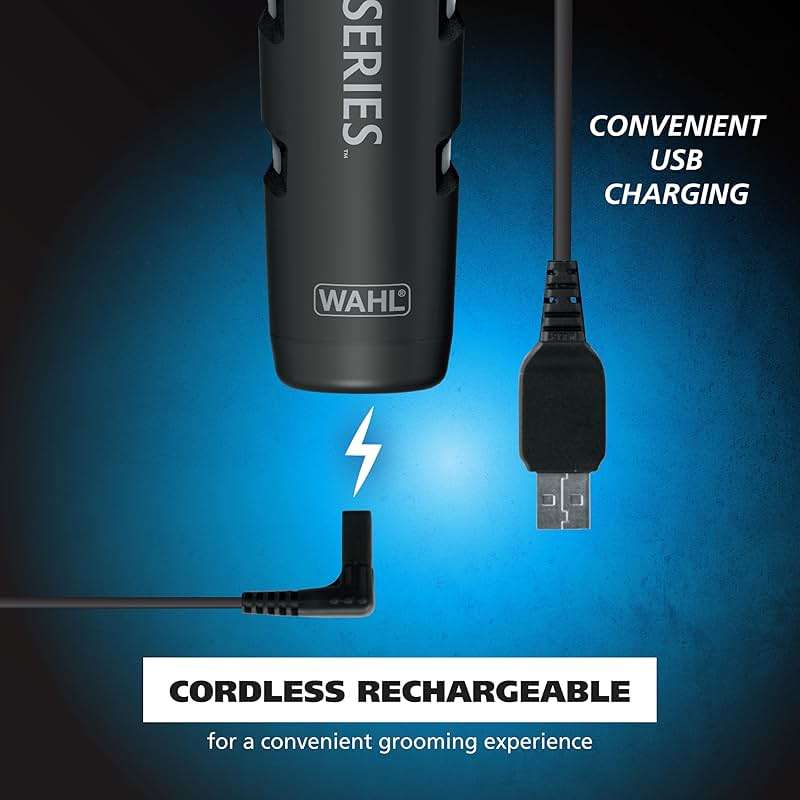 Wahl USA Pro Series Forever BladeTM Stainless Steel Cordless Rechargeable Beard Trimmer for Men with No Slip Grip & USB Charge – Model 3026017 - Image 9