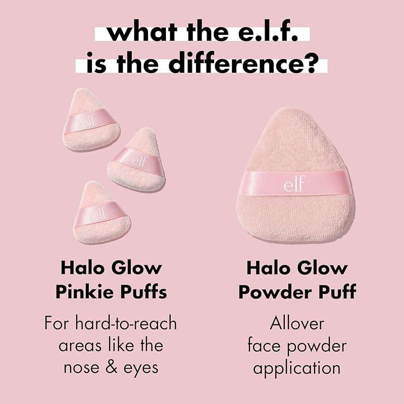e.l.f. Halo Glow Pinkie Puffs, Finger-sized, Mini Puff For Applying Loose & Pressed Powders, Soft, Reusable & Washable, Vegan & Cruelty-Free, Set of 3 - Image 5