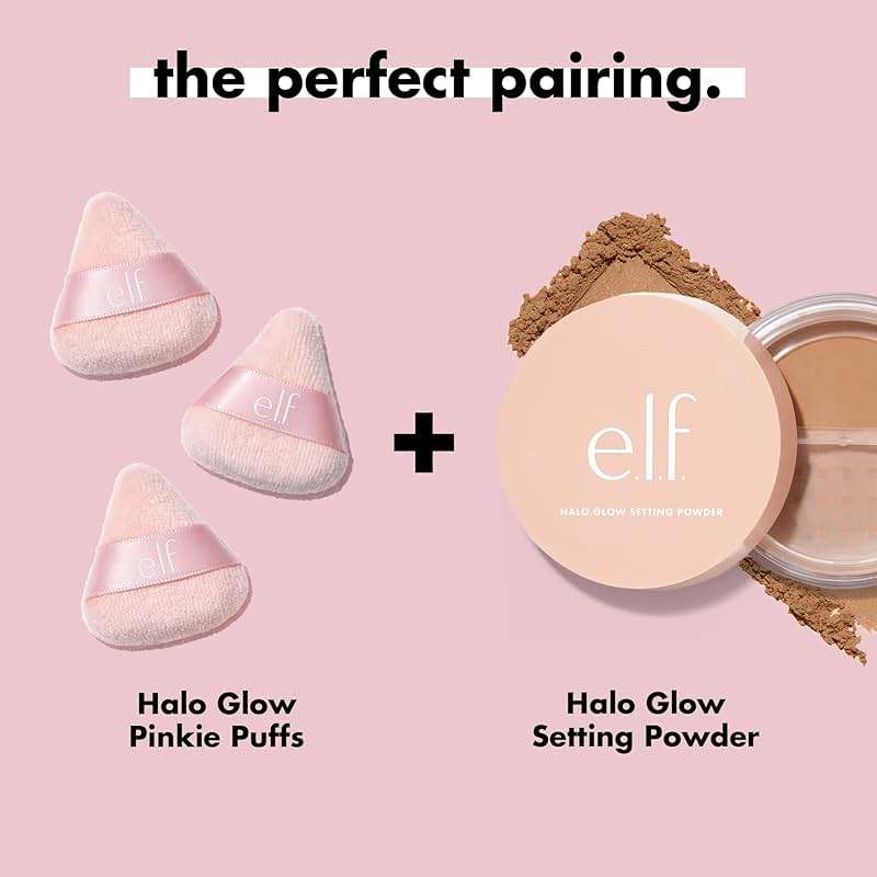 e.l.f. Halo Glow Pinkie Puffs, Finger-sized, Mini Puff For Applying Loose & Pressed Powders, Soft, Reusable & Washable, Vegan & Cruelty-Free, Set of 3 - Image 6