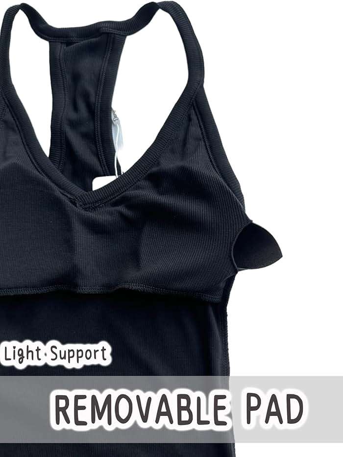 Danysu V Neck Racer Back Tank Top for Women Padded Ribbed Long Tank Fitted Basic Cami Tops - Image 4