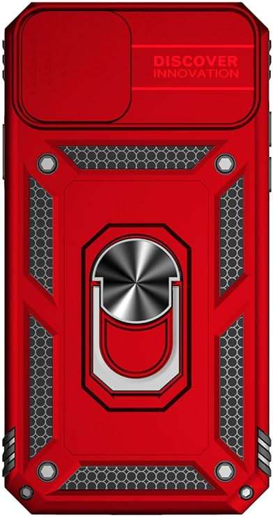 SunStory Compatible with iPhone XR Case with HD Screen Protector & Slide Camera Cover & Rotated Ring Kickstand, [Military-Grade] Phone Case for iPhone XR,Red - Image 7