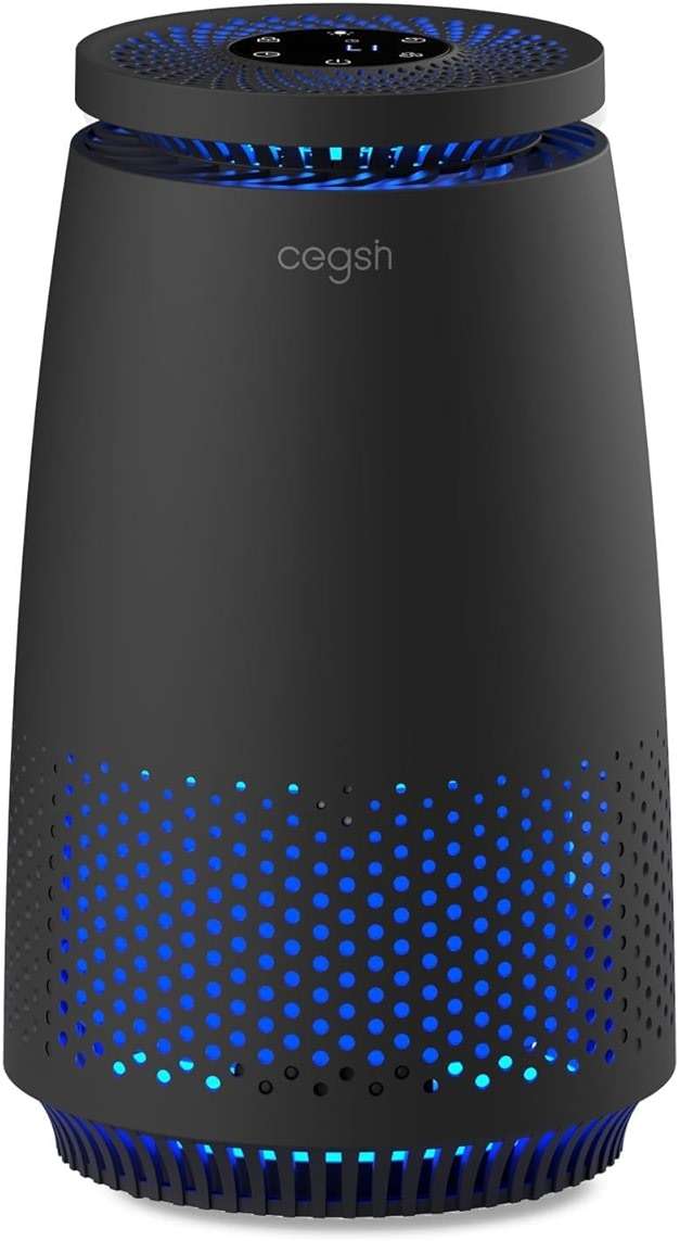 Air Purifiers for Home Bedroom, 3-in-1 HEPA Filter for Pets Dander Dust Pollen Smoke Odors, Quiet Air Cleaner with Sleep Mode, 12H Timer, Night Light, Aromatherapy, Safety Lock, Black - Image 1