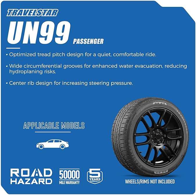 Set of 2 (Two) Travelstar UN99 All Season 225/65R17 102H All Season Radial Passenger Car Tire 225/65/17 UTQG 440AA - Includes Three-Year Road Hazard Warranty (Tire Only) - Image 2