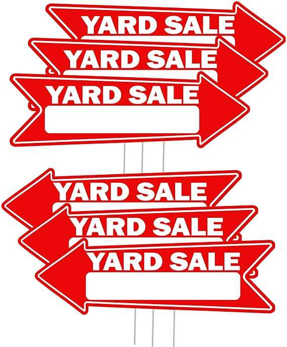 Rogue River Tactical 6 Piece Yard Sale Arrows - Yard Sign Double Sided With Stake 16 Inch By 5 Inch, Large - Arrow Red - Image 1