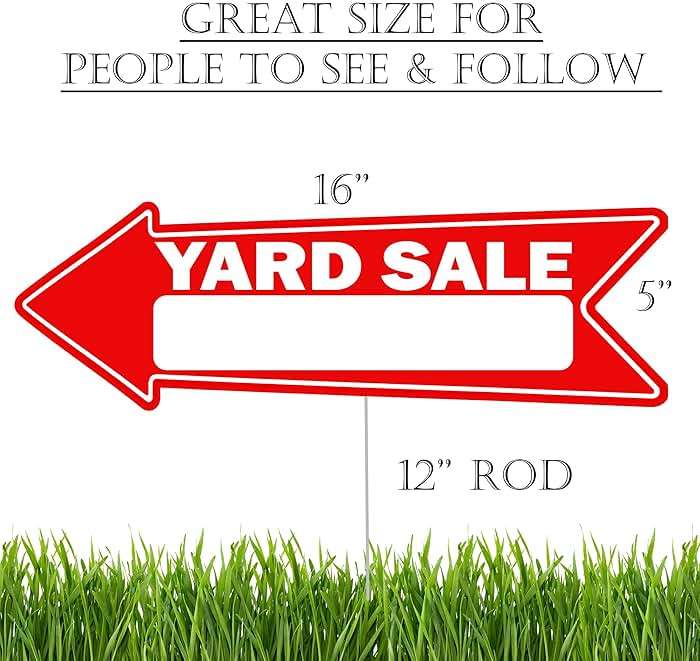 Rogue River Tactical 6 Piece Yard Sale Arrows - Yard Sign Double Sided With Stake 16 Inch By 5 Inch, Large - Arrow Red - Image 3