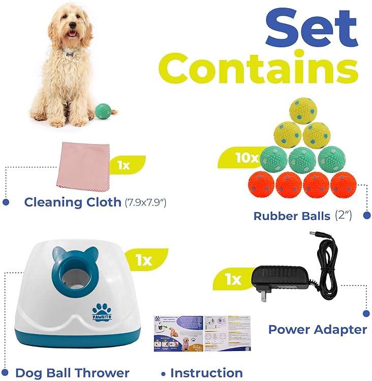 Pawsito Automatic Dog Ball Launcher for Medium and Small Size Dogs, Interactive Fetch Machine for Indoor and Outdoor Play with 10 PCS Latex Balls, Dual Power Mode Ball Thrower, Dog Toy - Image 2