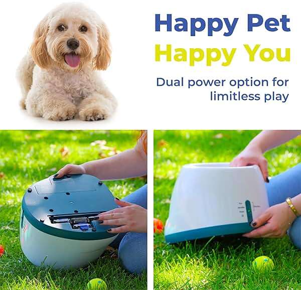 Pawsito Automatic Dog Ball Launcher for Medium and Small Size Dogs, Interactive Fetch Machine for Indoor and Outdoor Play with 10 PCS Latex Balls, Dual Power Mode Ball Thrower, Dog Toy - Image 6