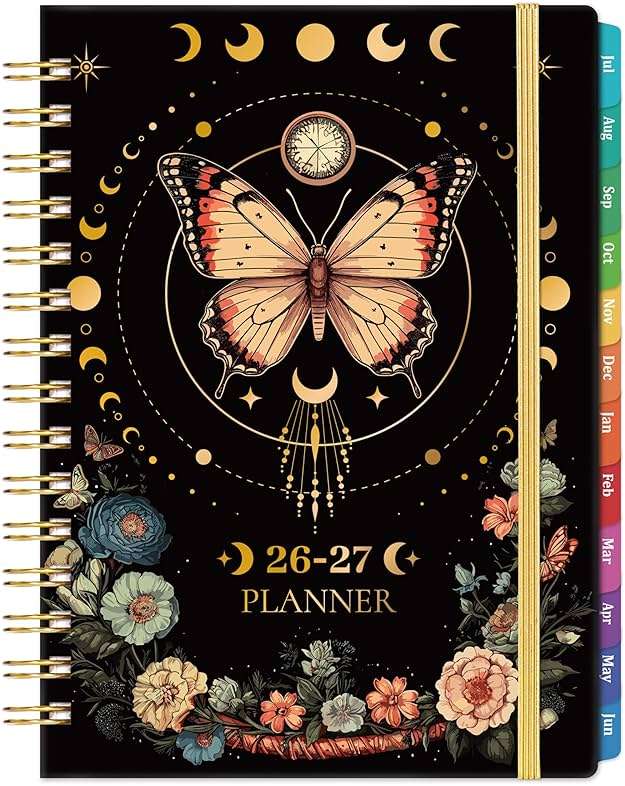 2026-2027 Planner - Academic Planner 2026-2027, July 2026 - June 2027, 6.4" x 8.5", Weekly and Monthly with Tabs, Back Pocket + Thick Paper - Butterfly - Image 1