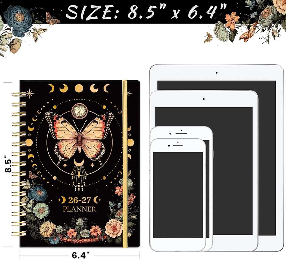 2026-2027 Planner - Academic Planner 2026-2027, July 2026 - June 2027, 6.4" x 8.5", Weekly and Monthly with Tabs, Back Pocket + Thick Paper - Butterfly - Image 3