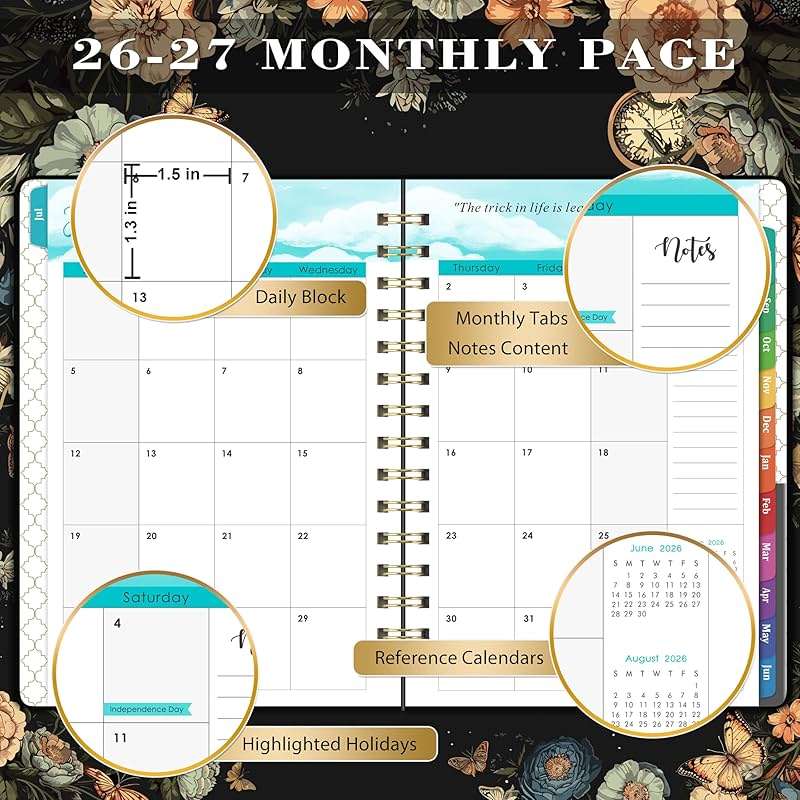 2026-2027 Planner - Academic Planner 2026-2027, July 2026 - June 2027, 6.4" x 8.5", Weekly and Monthly with Tabs, Back Pocket + Thick Paper - Butterfly - Image 4