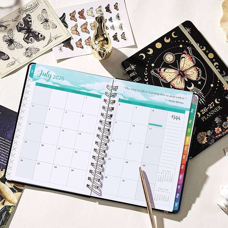 2026-2027 Planner - Academic Planner 2026-2027, July 2026 - June 2027, 6.4" x 8.5", Weekly and Monthly with Tabs, Back Pocket + Thick Paper - Butterfly - Image 9