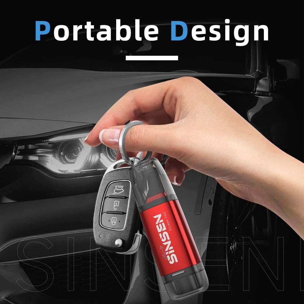 SINSEN Car Window Breaker Seat Belt Cutter Tool, Emergency Safety Hammer Tool to Break Glass, Portable Escape Kit, 2 Pack(Black+Red) - Image 5