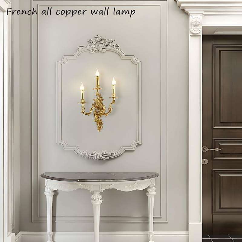 Bofea- Mid Century Retro Wall Sconces,Brass 3-Light Fireplace Lamp,Farmhouse Gold Candle Sconces,Art Deco Wall Mounted Lamp for Bedroom Living Room Foyer - Image 3