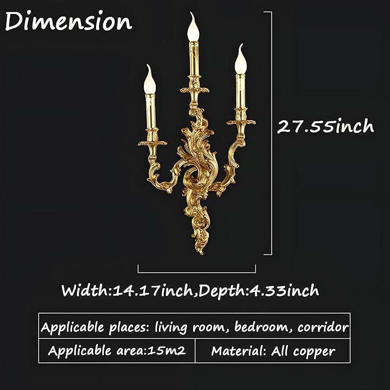 Bofea- Mid Century Retro Wall Sconces,Brass 3-Light Fireplace Lamp,Farmhouse Gold Candle Sconces,Art Deco Wall Mounted Lamp for Bedroom Living Room Foyer - Image 8
