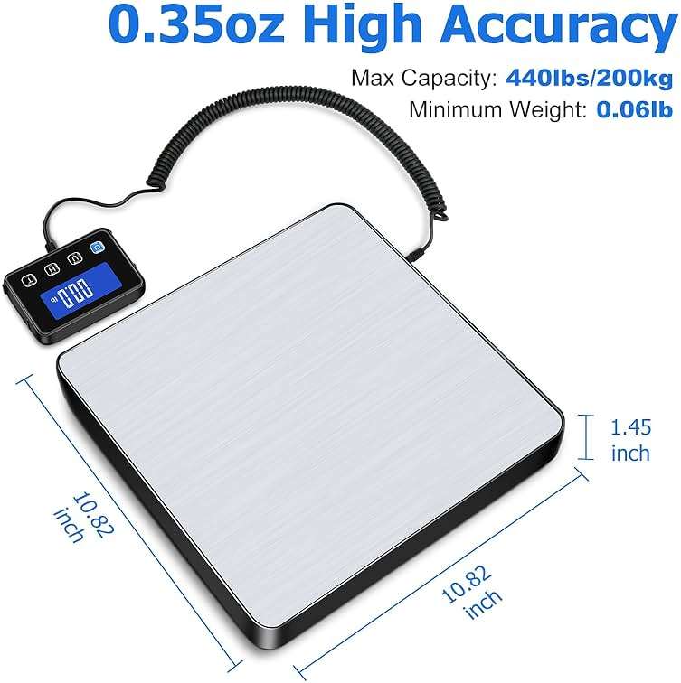 KUAIVO Shipping Scale, 440lb/0.35oz High Accurate Digital Postal Scale with Hold/Tare Function, Shipping Scale for Small Business, Packages, Luggage, Home Use, Battery & Charging Cable Include - Image 2