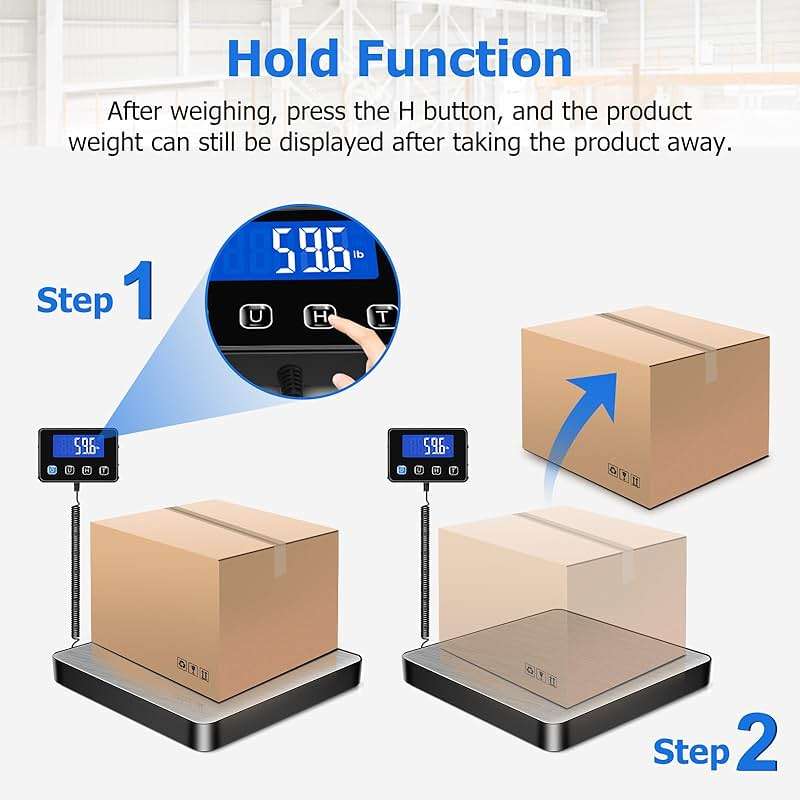 KUAIVO Shipping Scale, 440lb/0.35oz High Accurate Digital Postal Scale with Hold/Tare Function, Shipping Scale for Small Business, Packages, Luggage, Home Use, Battery & Charging Cable Include - Image 4
