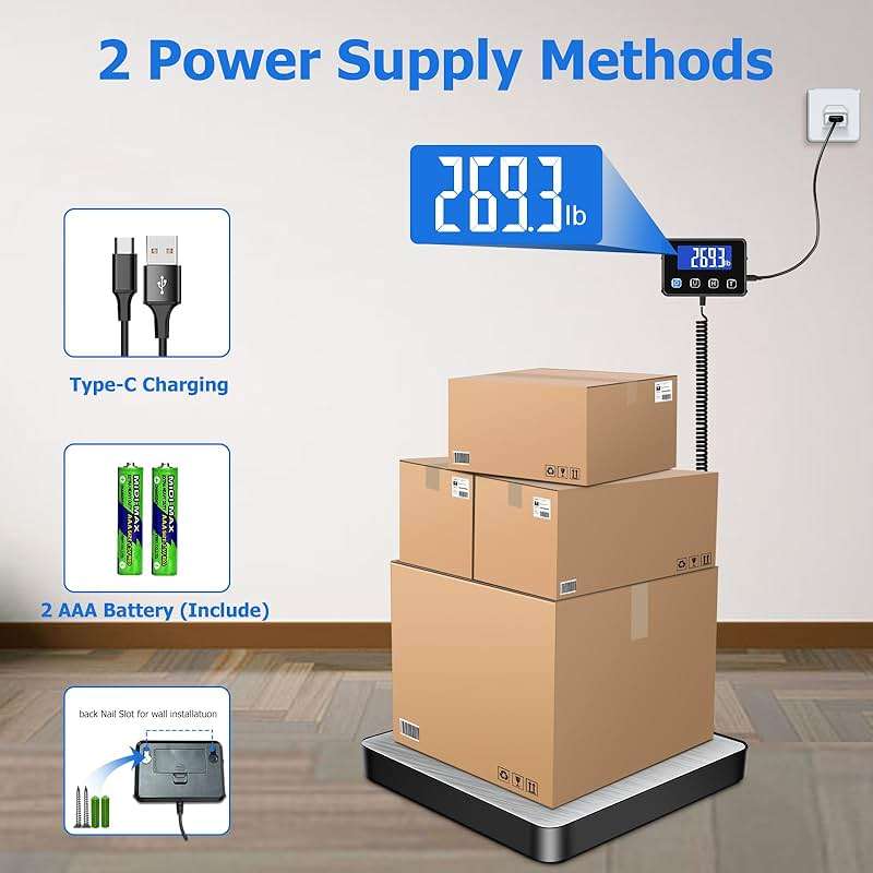 KUAIVO Shipping Scale, 440lb/0.35oz High Accurate Digital Postal Scale with Hold/Tare Function, Shipping Scale for Small Business, Packages, Luggage, Home Use, Battery & Charging Cable Include - Image 6