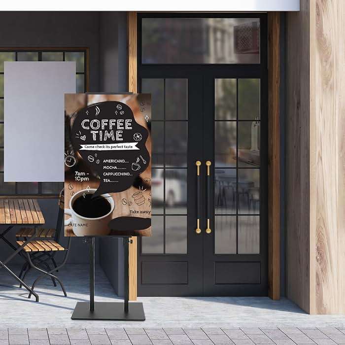 AceShow 4 Pack Poster Stand Display, Heavy-Duty Pedestal Sign Stand ,Black | Double-sided, Height Adjustment, Stable Base, Anti-slip, Foam/KT Boards, Easy Assembly, Outdoor Events - Image 2