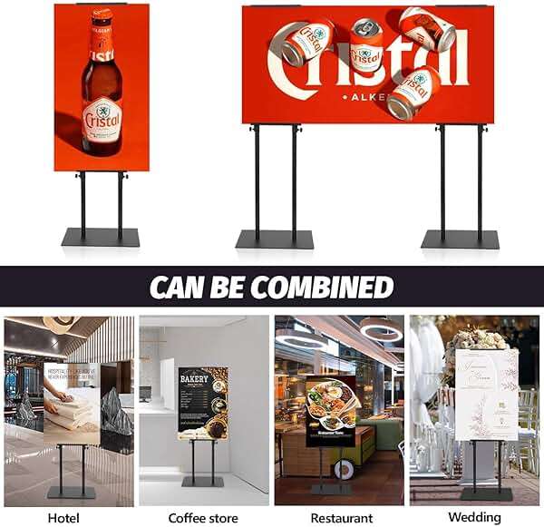 AceShow 4 Pack Poster Stand Display, Heavy-Duty Pedestal Sign Stand ,Black | Double-sided, Height Adjustment, Stable Base, Anti-slip, Foam/KT Boards, Easy Assembly, Outdoor Events - Image 6