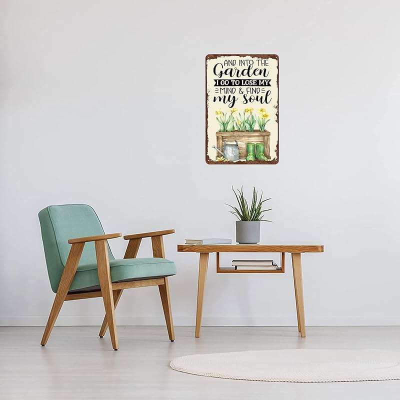 WIZYXQ Metal Signs And Into The Garden I Go To Lose My Mind And Find My Soul Retro Tin Sign Wall Decor for Home Office Kitchen Bar Cafe Garden 12x8 Inch - Image 2