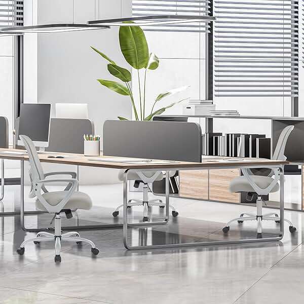 Sweetcrispy Home Office Managerial Executive Chair, Ergonomic Mesh Adjustable Swivel Mid-Back Chair with Comfortable Lumbar Support, Comfy Arms for Bedroom,Study,Student - Image 2