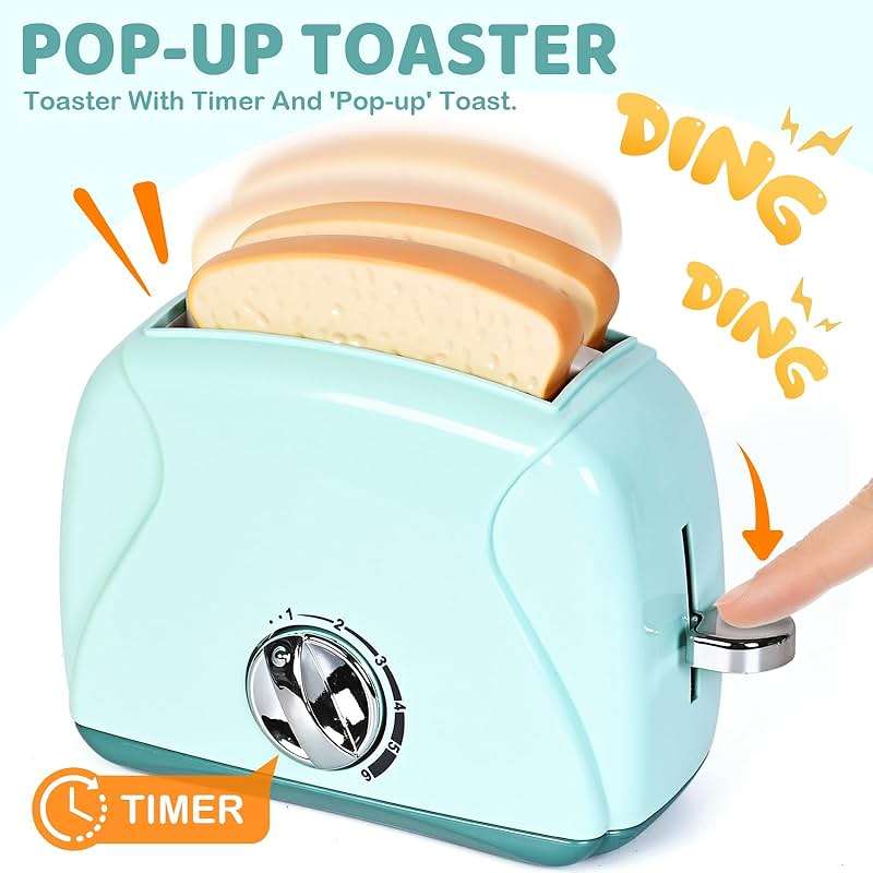 Shemira Play Kitchen Accessories, Play Kitchen Appliances Toy Set with Coffee Maker, Blender, Mixer, Toaster, Kids Kitchen Playset, Toys for 3 4 5 6 7 8 Year Old Girls, Birthday Gifts for Girls - Image 4