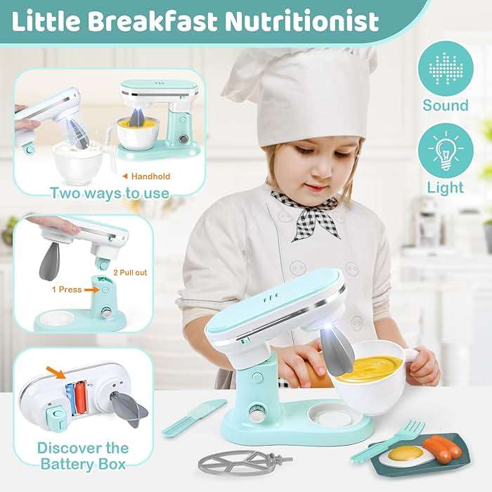 Shemira Play Kitchen Accessories, Play Kitchen Appliances Toy Set with Coffee Maker, Blender, Mixer, Toaster, Kids Kitchen Playset, Toys for 3 4 5 6 7 8 Year Old Girls, Birthday Gifts for Girls - Image 5