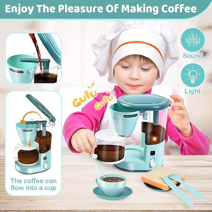 Shemira Play Kitchen Accessories, Play Kitchen Appliances Toy Set with Coffee Maker, Blender, Mixer, Toaster, Kids Kitchen Playset, Toys for 3 4 5 6 7 8 Year Old Girls, Birthday Gifts for Girls - Image 6
