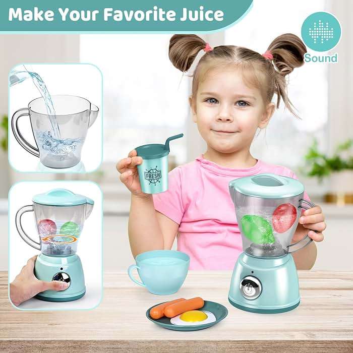 Shemira Play Kitchen Accessories, Play Kitchen Appliances Toy Set with Coffee Maker, Blender, Mixer, Toaster, Kids Kitchen Playset, Toys for 3 4 5 6 7 8 Year Old Girls, Birthday Gifts for Girls - Image 7