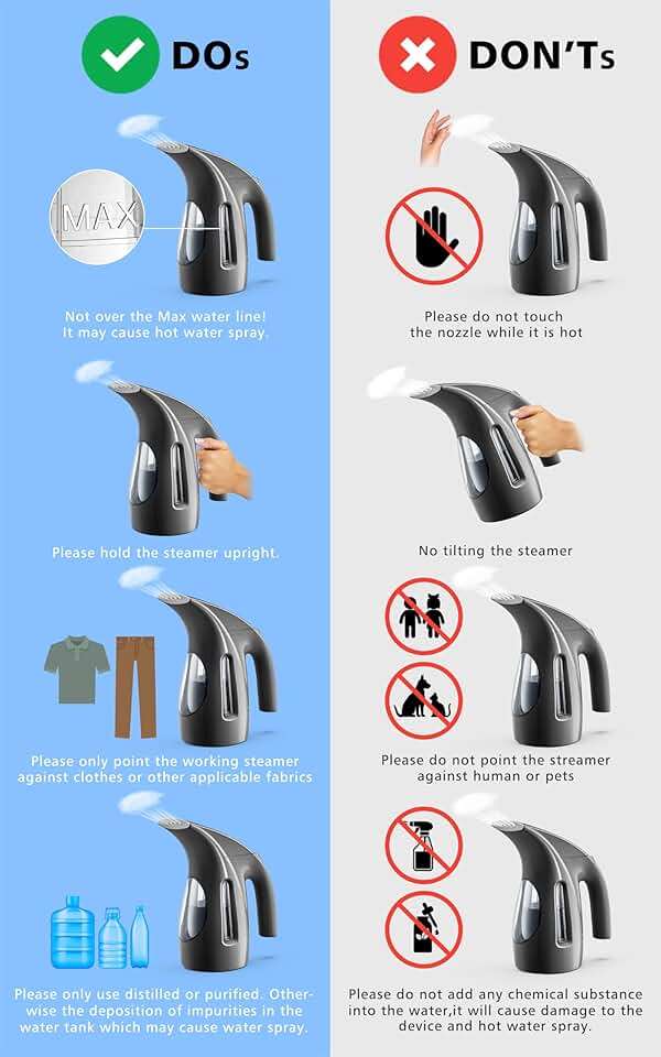 HiLIFE Steamer for Clothes, Portable Handheld Design, 240ml Big Capacity, 700W, Strong Penetrating Steam, Removes Wrinkle, for Home, Office(ONLY FOR 120V)-Black - Image 7