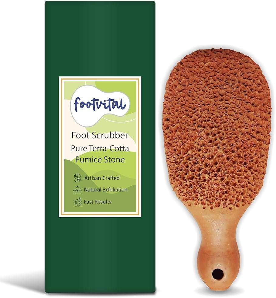 FootVital Pumice Stone for Feet Callus Remover - Terra-Cotta Foot Scrubber with 2 Sides, 100% Pure Natural Foot Pumice Stone, Pedicure Scrubber, Foot Exfoliator, Removes Calluses & Dead Skin - Image 2