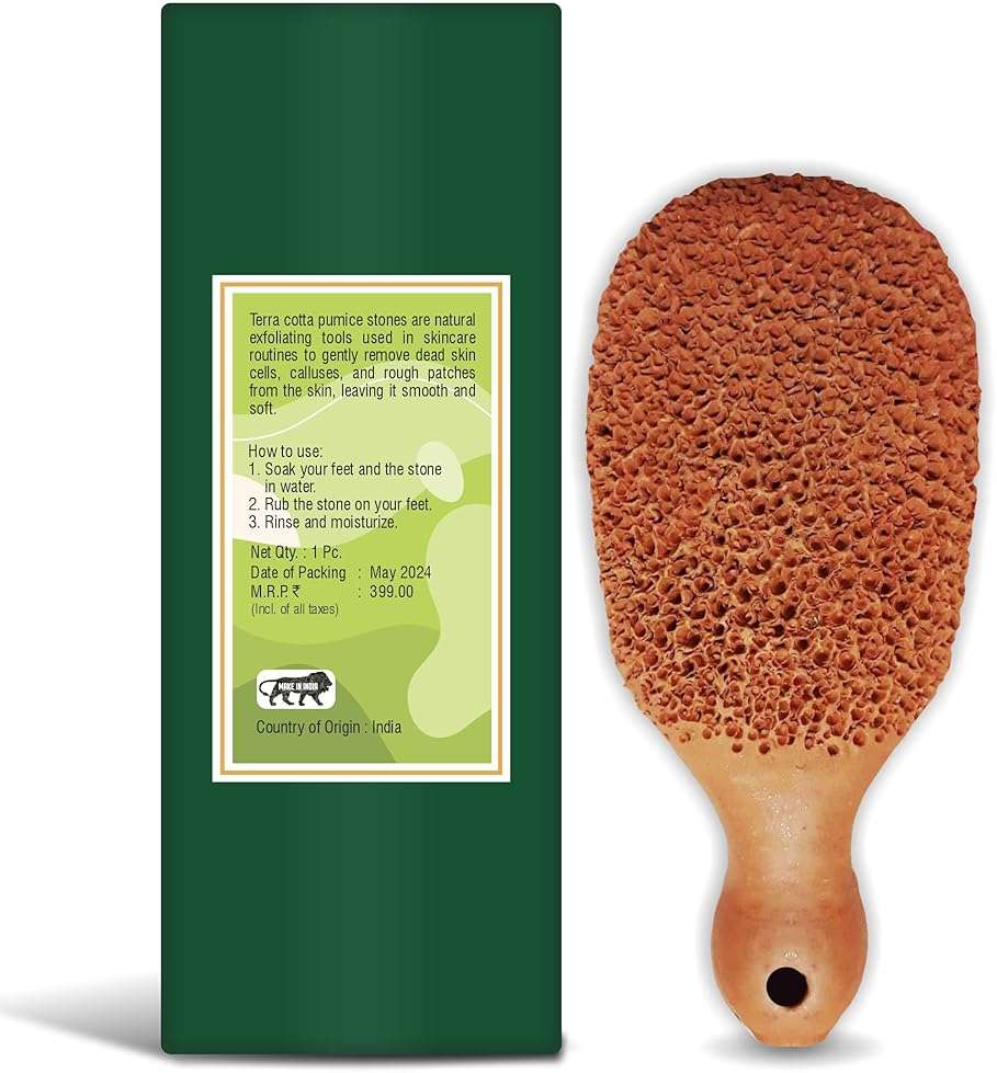 FootVital Pumice Stone for Feet Callus Remover - Terra-Cotta Foot Scrubber with 2 Sides, 100% Pure Natural Foot Pumice Stone, Pedicure Scrubber, Foot Exfoliator, Removes Calluses & Dead Skin - Image 3