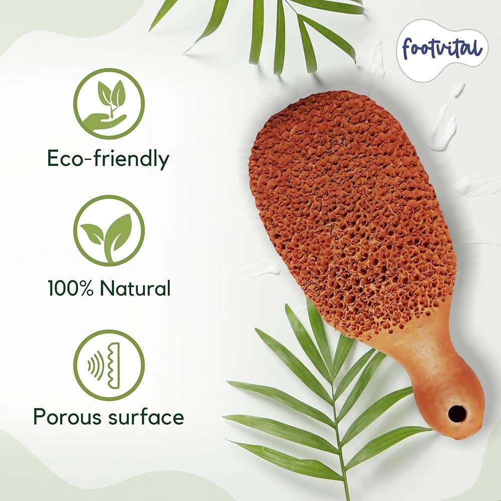 FootVital Pumice Stone for Feet Callus Remover - Terra-Cotta Foot Scrubber with 2 Sides, 100% Pure Natural Foot Pumice Stone, Pedicure Scrubber, Foot Exfoliator, Removes Calluses & Dead Skin - Image 4