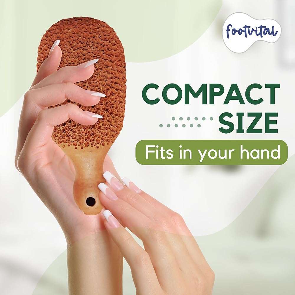 FootVital Pumice Stone for Feet Callus Remover - Terra-Cotta Foot Scrubber with 2 Sides, 100% Pure Natural Foot Pumice Stone, Pedicure Scrubber, Foot Exfoliator, Removes Calluses & Dead Skin - Image 6