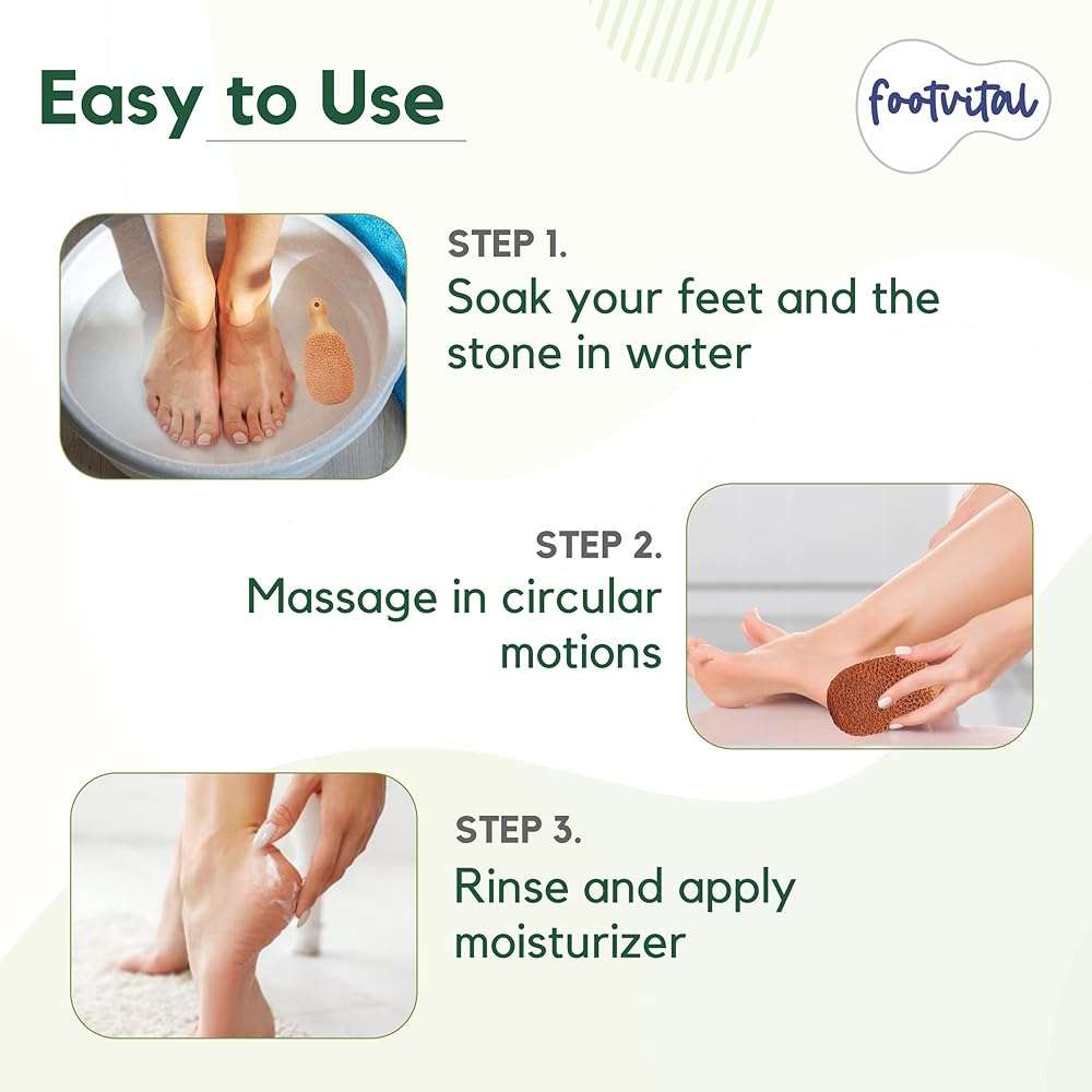 FootVital Pumice Stone for Feet Callus Remover - Terra-Cotta Foot Scrubber with 2 Sides, 100% Pure Natural Foot Pumice Stone, Pedicure Scrubber, Foot Exfoliator, Removes Calluses & Dead Skin - Image 7