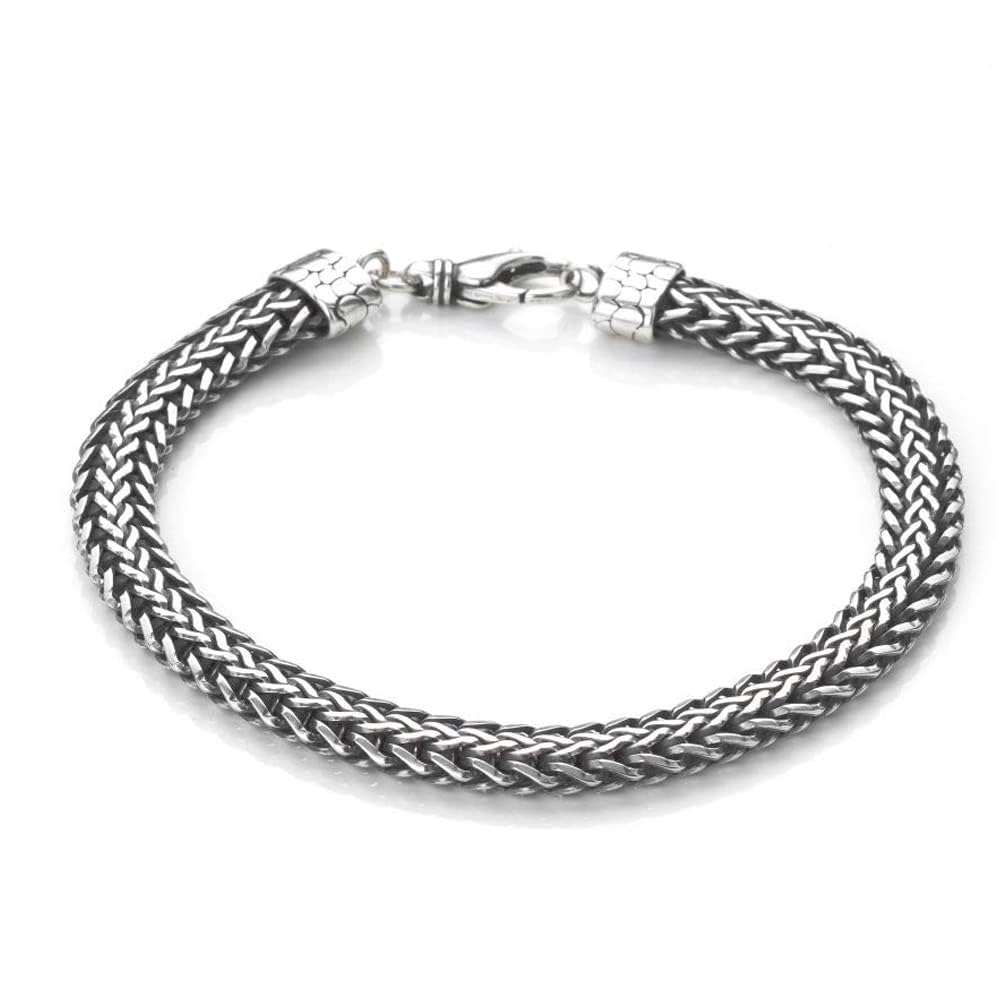 VN Jewelry Men's Silver Bracelets - 925 Sterling Silver Bali Style Chain Bracelet for Men - Made in Italy, Length 19.5cm, 21.5cm and 23cm - Image 1