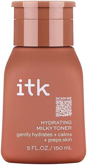 ITK Hydrating Hyaluronic Acid Milky Face Toner for Dry Skin + Redness with Green Tea + Squalane - Prep, Tone + Calm Skin for Women - Soothing Vegan Moisturizing Facial Toner - 5 oz. - Image 1