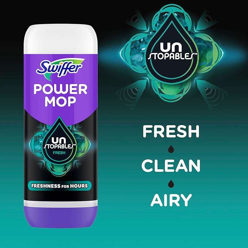 Swiffer PowerMop Floor Cleaning Solution with Unstopables Fresh Scent, PowerMop Refills, Floor Cleaner for Mopping, 25.3 fl oz, 2 Pack - Image 3