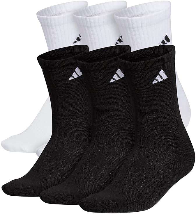 adidas Men's Athletic Cushioned Crew Socks (6 Pairs) Durable & Comfortable - Image 1