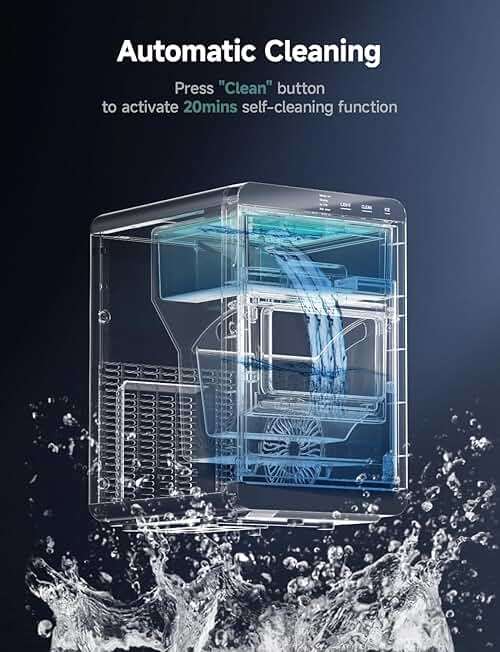 EUHOMY Nugget Ice Maker Countertop, 44Lbs/24H Pebble Ice Maker Machine, Self-Cleaning Pellet Ice Machine with Ice Scoop&Basket, Sonic Countertop Ice Machine for Home/Kitchen/Office(Black) - Image 6