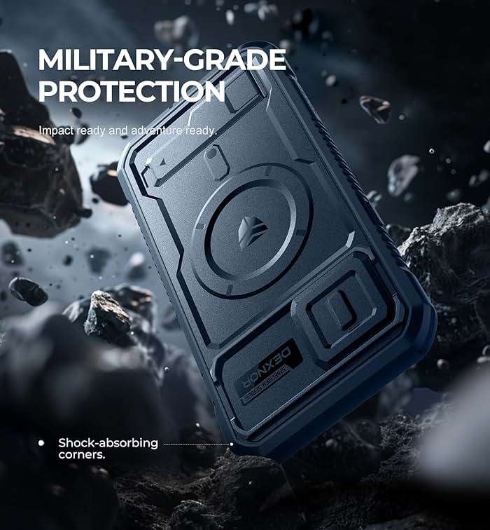 Dexnor for iPhone 13 Pro Max Case with Camera Cover, Compatible with MagSafe, Built-in Screen Protector, Heavy-Duty Shockproof Full-Body Rugged Protective Magnetic Cover with Kickstand, Blue - Image 6
