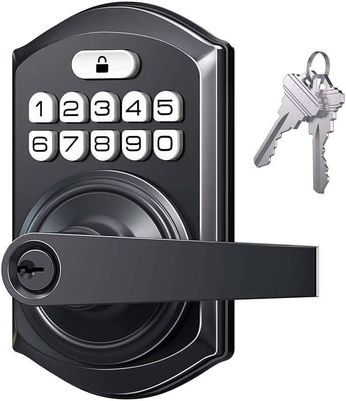 TEEHO TE004 Keyless Entry Keypad Door Lock with Handle - Smart Digital Electronic Lock for Interior Door with Anti-Peeping, Auto Lock & Passage Mode - Easy Installation - Matte Black - Image 1