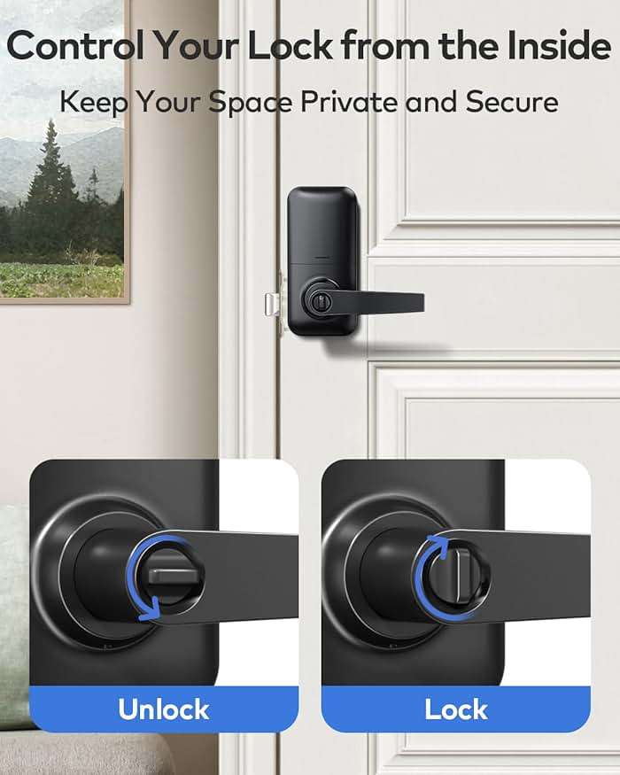 TEEHO TE004 Keyless Entry Keypad Door Lock with Handle - Smart Digital Electronic Lock for Interior Door with Anti-Peeping, Auto Lock & Passage Mode - Easy Installation - Matte Black - Image 5