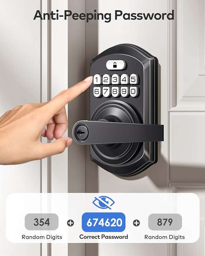 TEEHO TE004 Keyless Entry Keypad Door Lock with Handle - Smart Digital Electronic Lock for Interior Door with Anti-Peeping, Auto Lock & Passage Mode - Easy Installation - Matte Black - Image 7